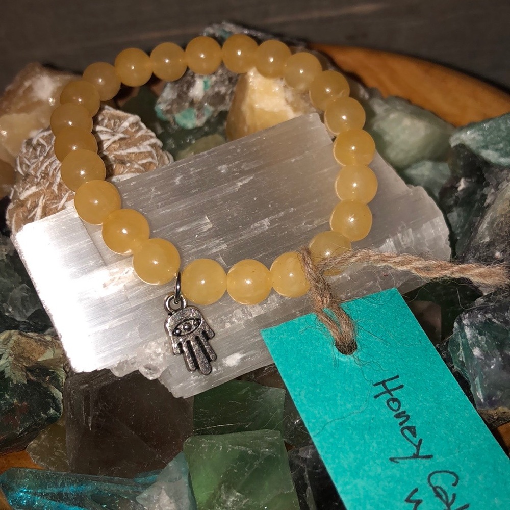 Honey Calcite Crystal Bracelet w/ charm